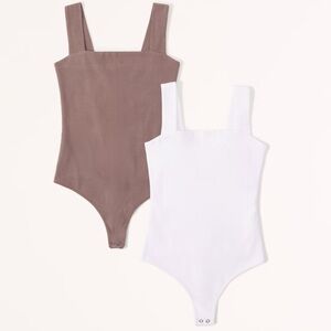 Abercrombie & Fitch Seamless Fabric Squareneck Bodysuit - White